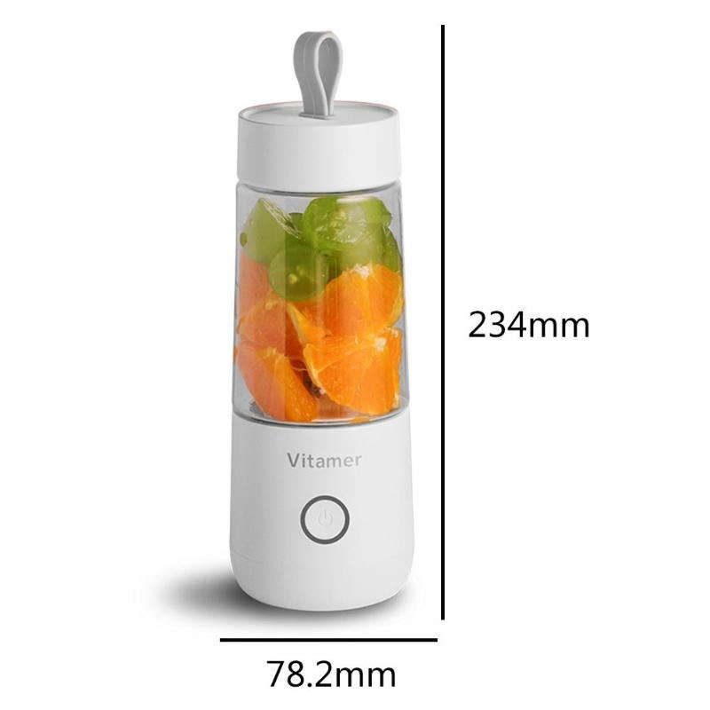 350 ml tragbarer Mixer, Entsafter, elektrischer USB-wiederaufladbarer Mixer, Smoothie-Slushy-Cup, frischer Saft, Mixer-Flasche, USB-Aufladung, Küchenhelfer