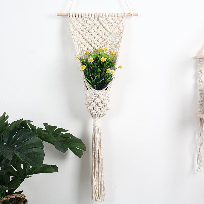 DecorOrnament™  Woven Cotton Net Bag Flower Basket